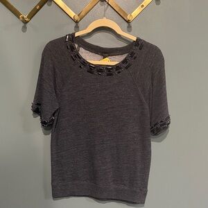 JCREW navy beaded women's top